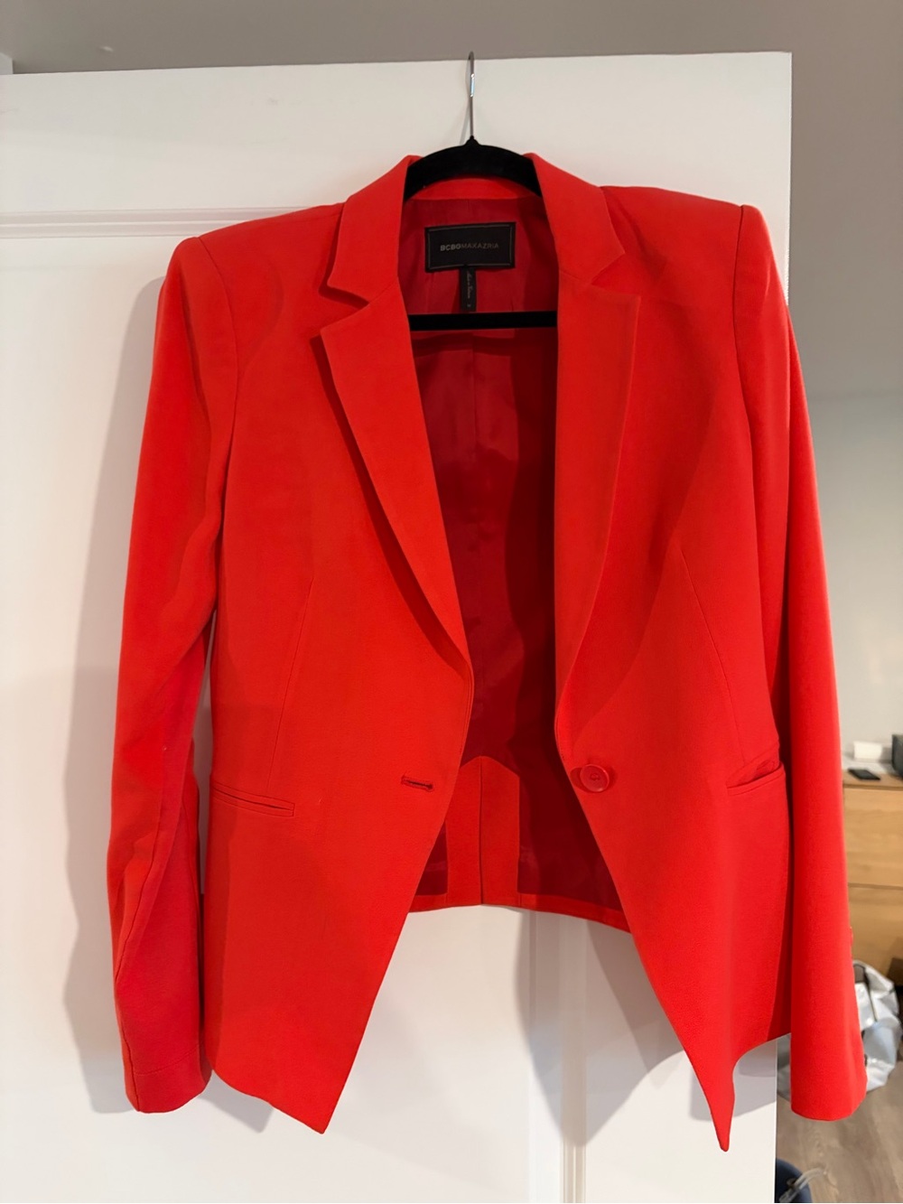 BCBGMaxAzria Vibrant Red Tailored Single-Button Blazer